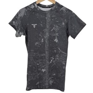 TAKE DOWN Men's Gray Camouflage Tree Print Short Sleeve Athletic T-Shirt Size XS